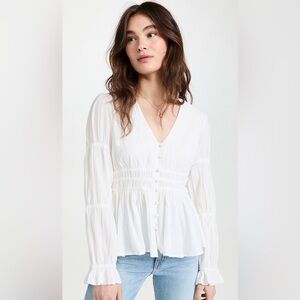 Faherty White Button-Down Blouse